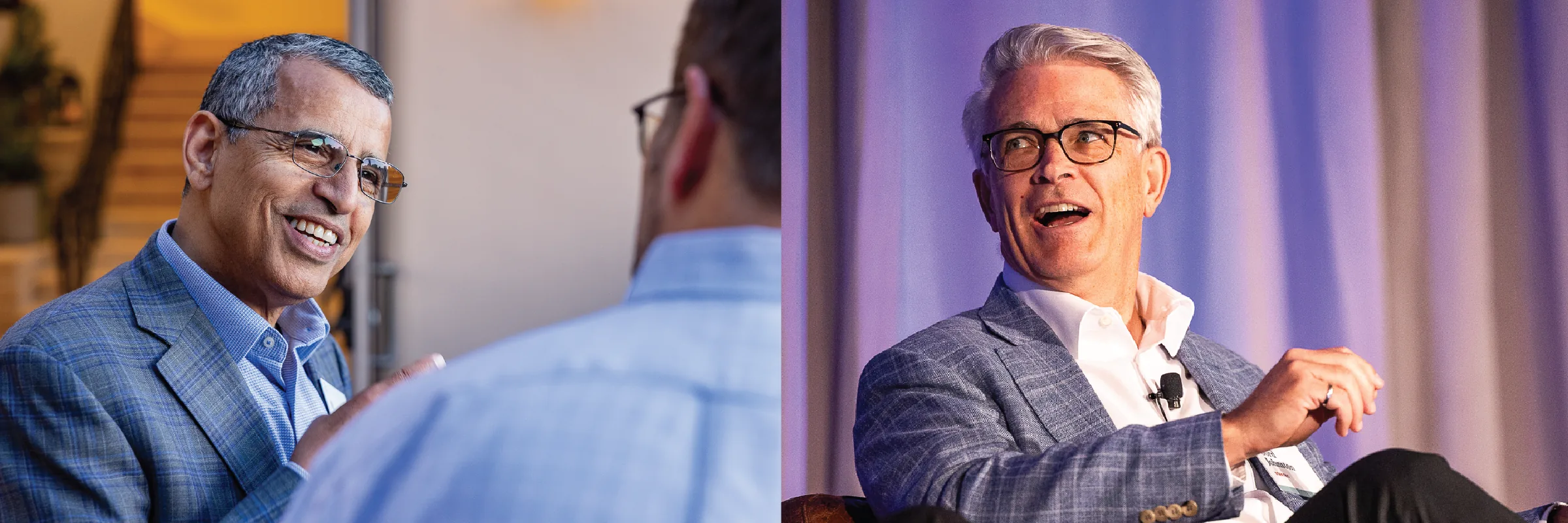 Two speakers on stage at an AEC Advisors summit