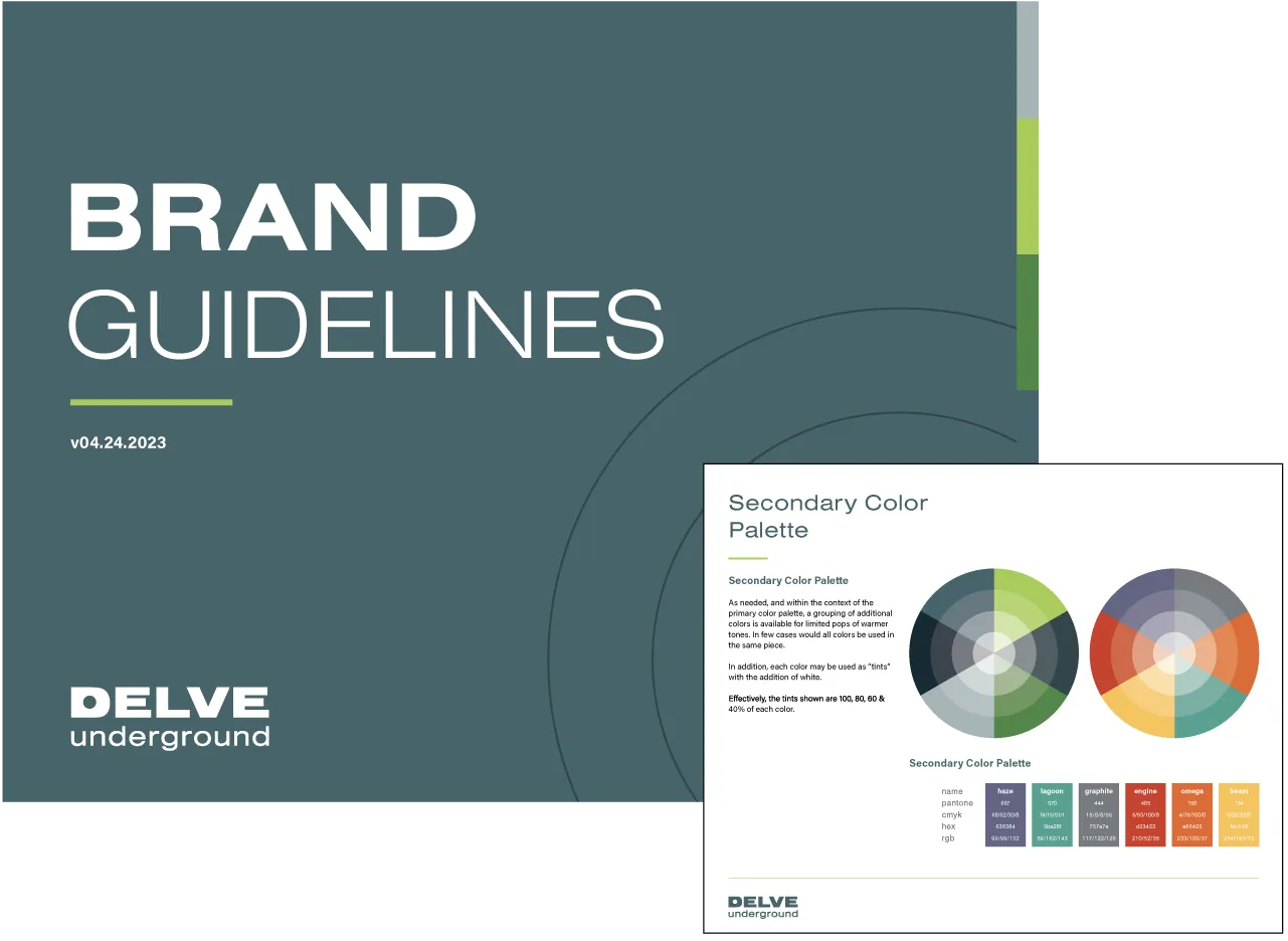 Delve Underground brand standards guide