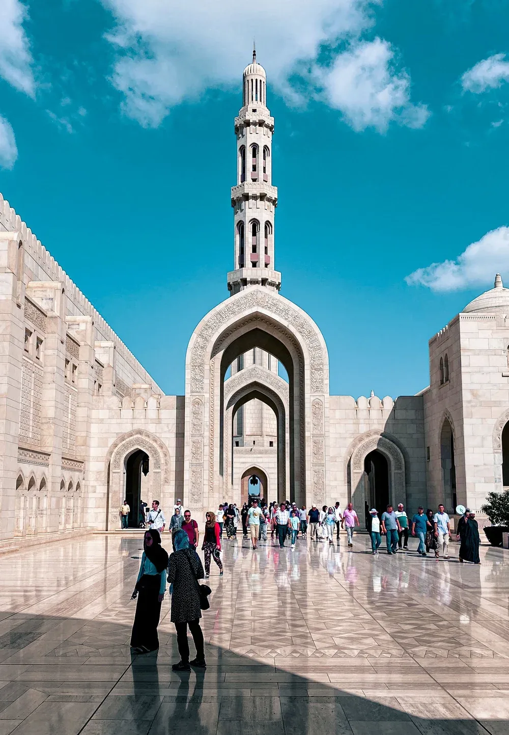 Grand Mosque courtyard and minaret, Muscat, Oman