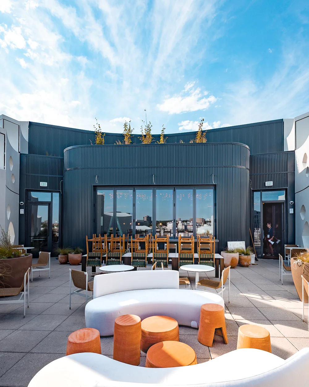 Rooftop terrace and outdoor lounge at a boutique hospitality property